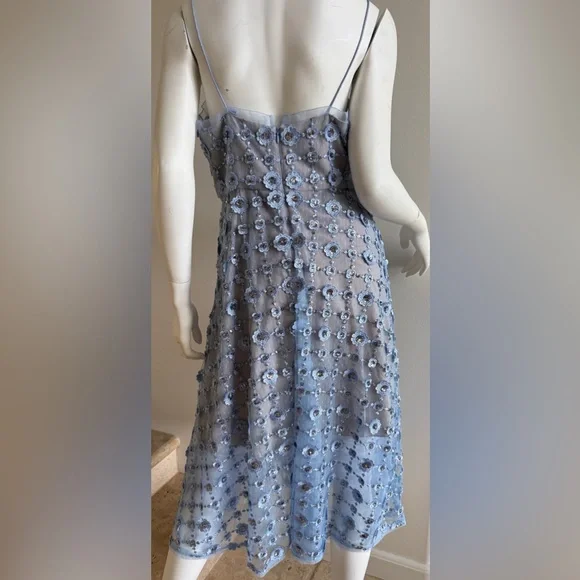 AIDAN MATTOX Blue Floral Spaghetti Strap Dress size 10 - Picture 5 of 8